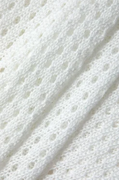 MICAS Knit Sets-Striped Crochet Knit Cardigan and Shorts Set