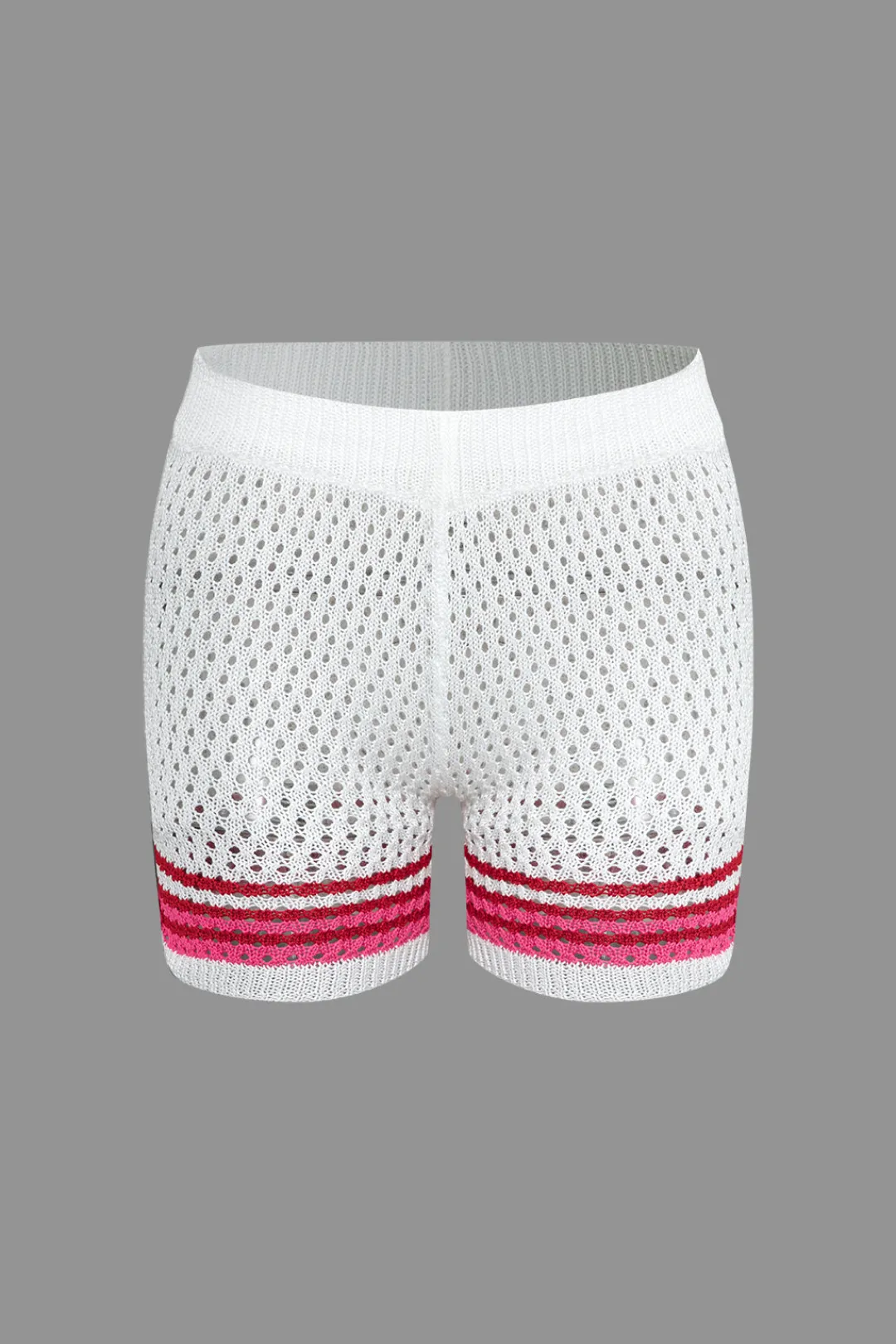 MICAS Knit Sets-Striped Crochet Knit Cardigan and Shorts Set