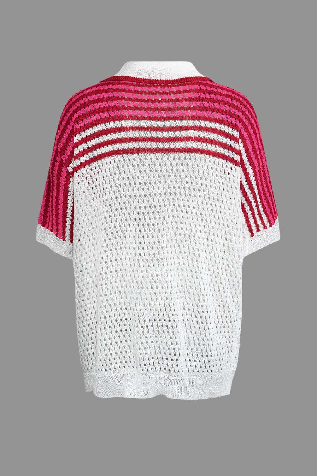 MICAS Knit Sets-Striped Crochet Knit Cardigan and Shorts Set