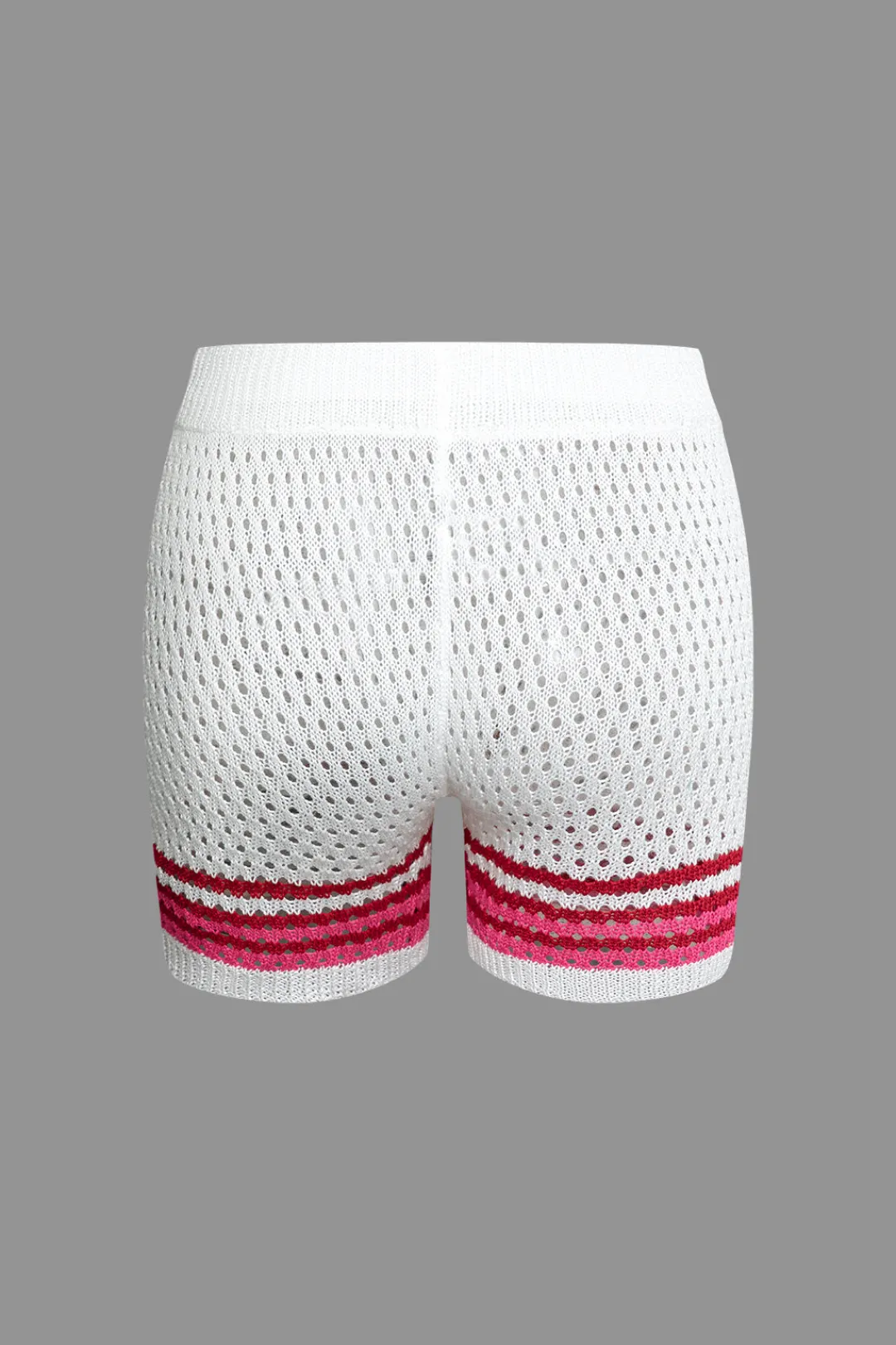 MICAS Knit Sets-Striped Crochet Knit Cardigan and Shorts Set