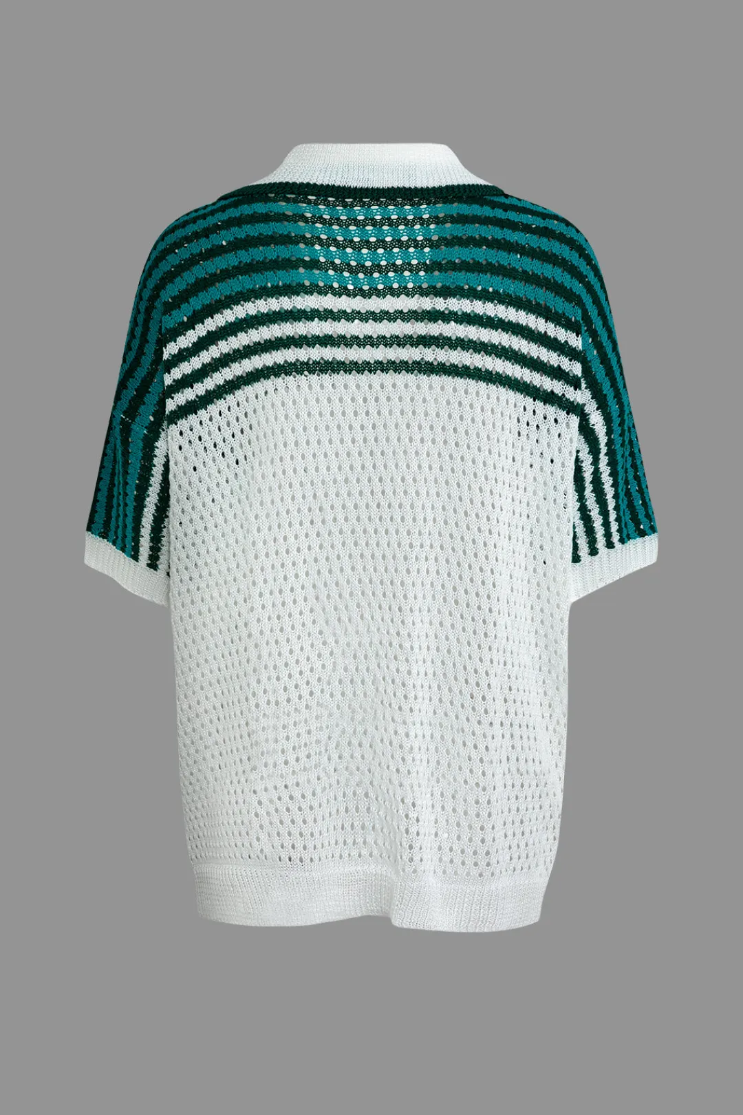 MICAS Knit Sets-Striped Crochet Knit Cardigan and Shorts Set