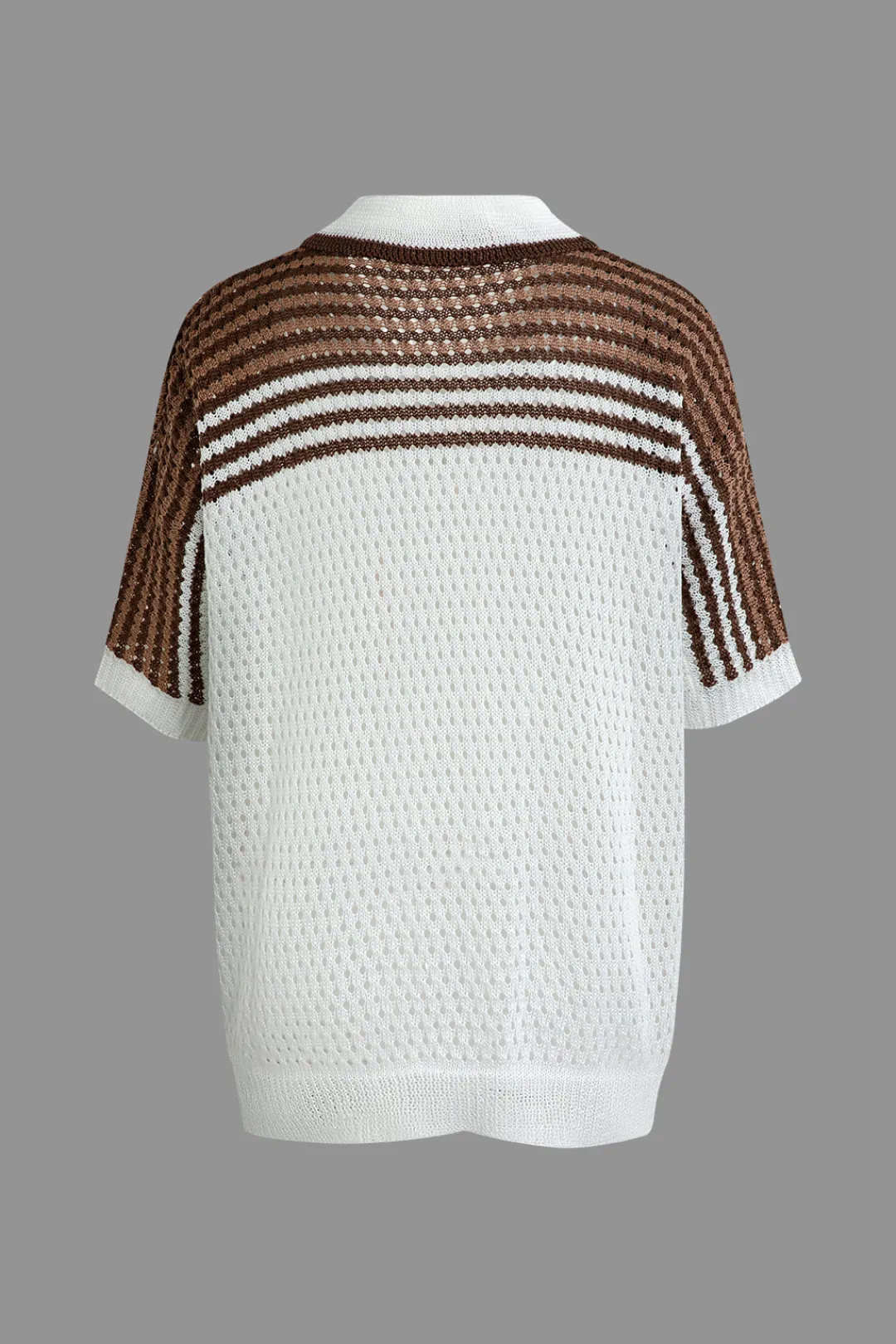 MICAS Knit Sets-Striped Crochet Knit Cardigan and Shorts Set