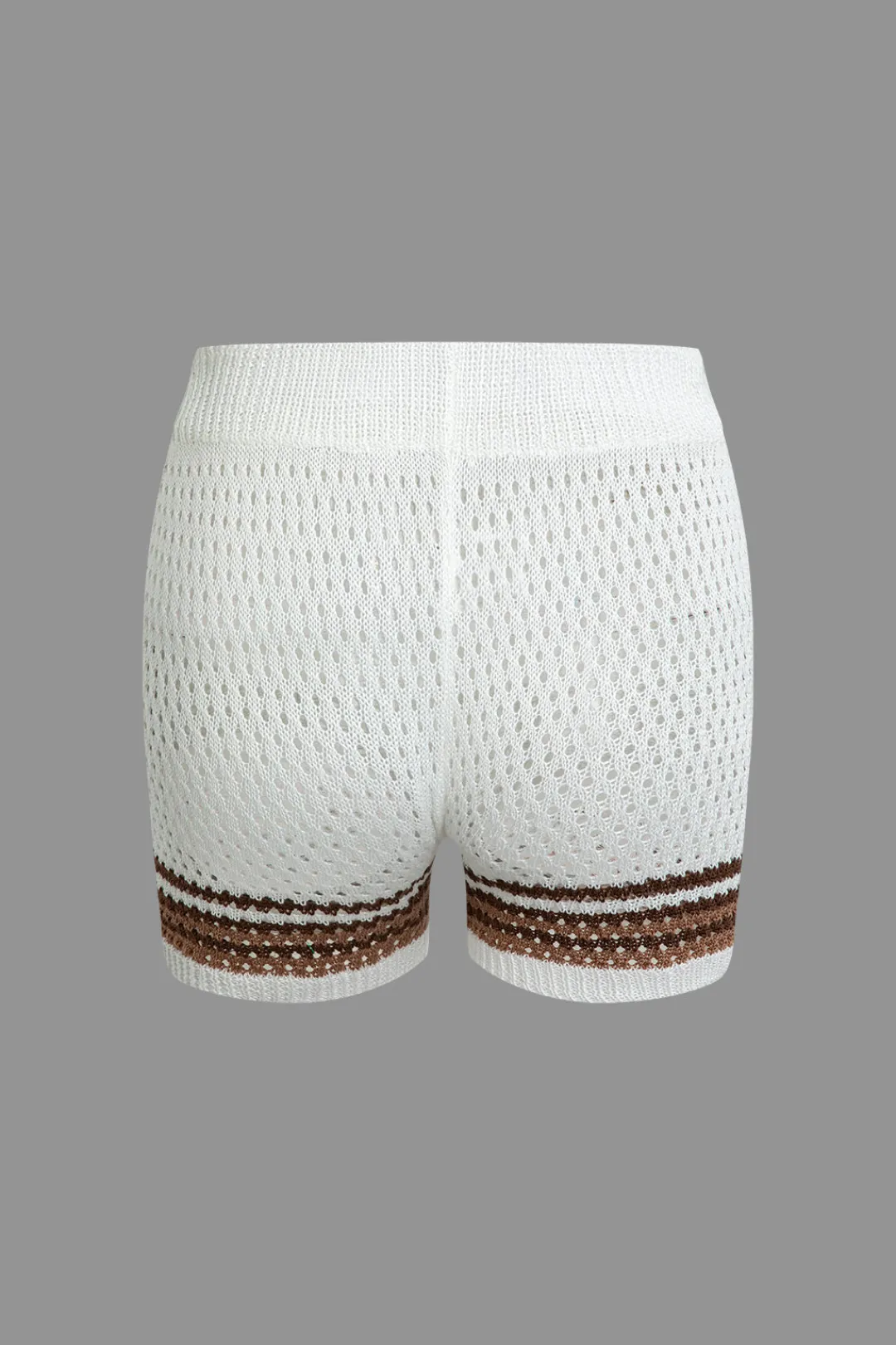 MICAS Knit Sets-Striped Crochet Knit Cardigan and Shorts Set