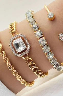 MICAS Bracelets|Accessories-Studded Bangle Set GOLD