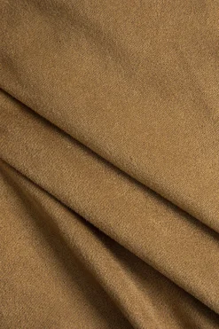 MICAS Outerwear|Outerwear-Suede Double-Breasted Coat TAN