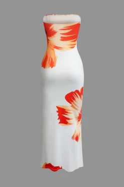 MICAS Maxi Dresses-Sunny Floral Cascade Strapless Midi Dress