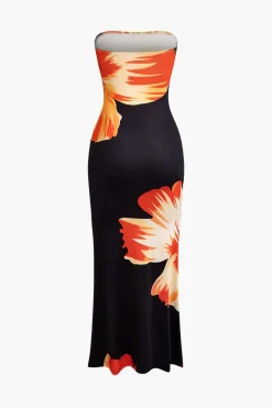 MICAS Maxi Dresses-Sunny Floral Cascade Strapless Midi Dress