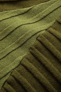 MICAS Knit Dresses-Sweater Asymmetrical Patchwork Mini Dress OLIVE