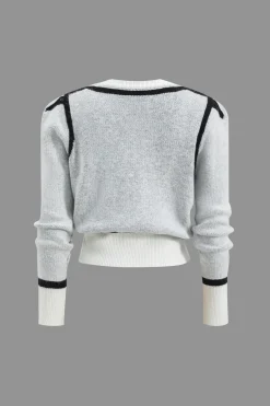 MICAS Outerwear|Knitwear-Sweater Button Detail Cardigan WHITE