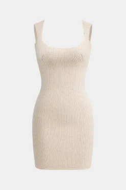 MICAS Knitwear|Knit Sets-Sweater Button Long-Sleeve Cardigan And Mini Dress Set BEIGE