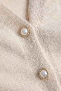 MICAS Knitwear|Knit Sets-Sweater Button Long-Sleeve Cardigan And Mini Dress Set BEIGE