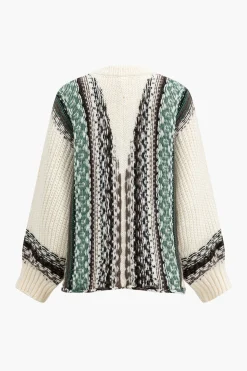 MICAS Outerwear|Knitwear-Sweater Button Patchwork Long-Sleeve Cardigan BEIGE