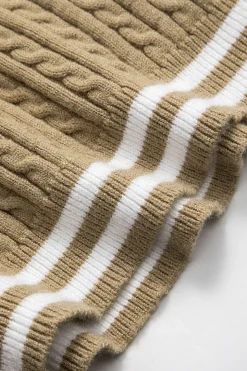 MICAS Knitwear|Knit Dresses-Sweater Button Pocket Short Sleeve Dress TAN