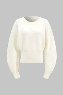 MICAS Knitwear|Knit Tops-Sweater Long-Sleeve Top IVORY
