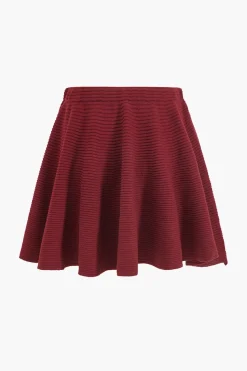 MICAS Knitwear|Knit Bottoms-Sweater Mini Skirt BURGUNDY