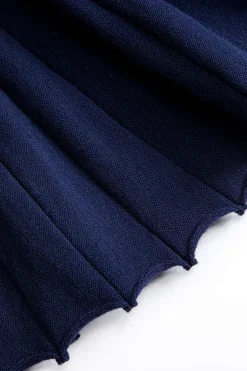 MICAS Long Sleeve Dresses|Knitwear-Sweater Round Neck Gigot Long Sleeve Dress NAVY