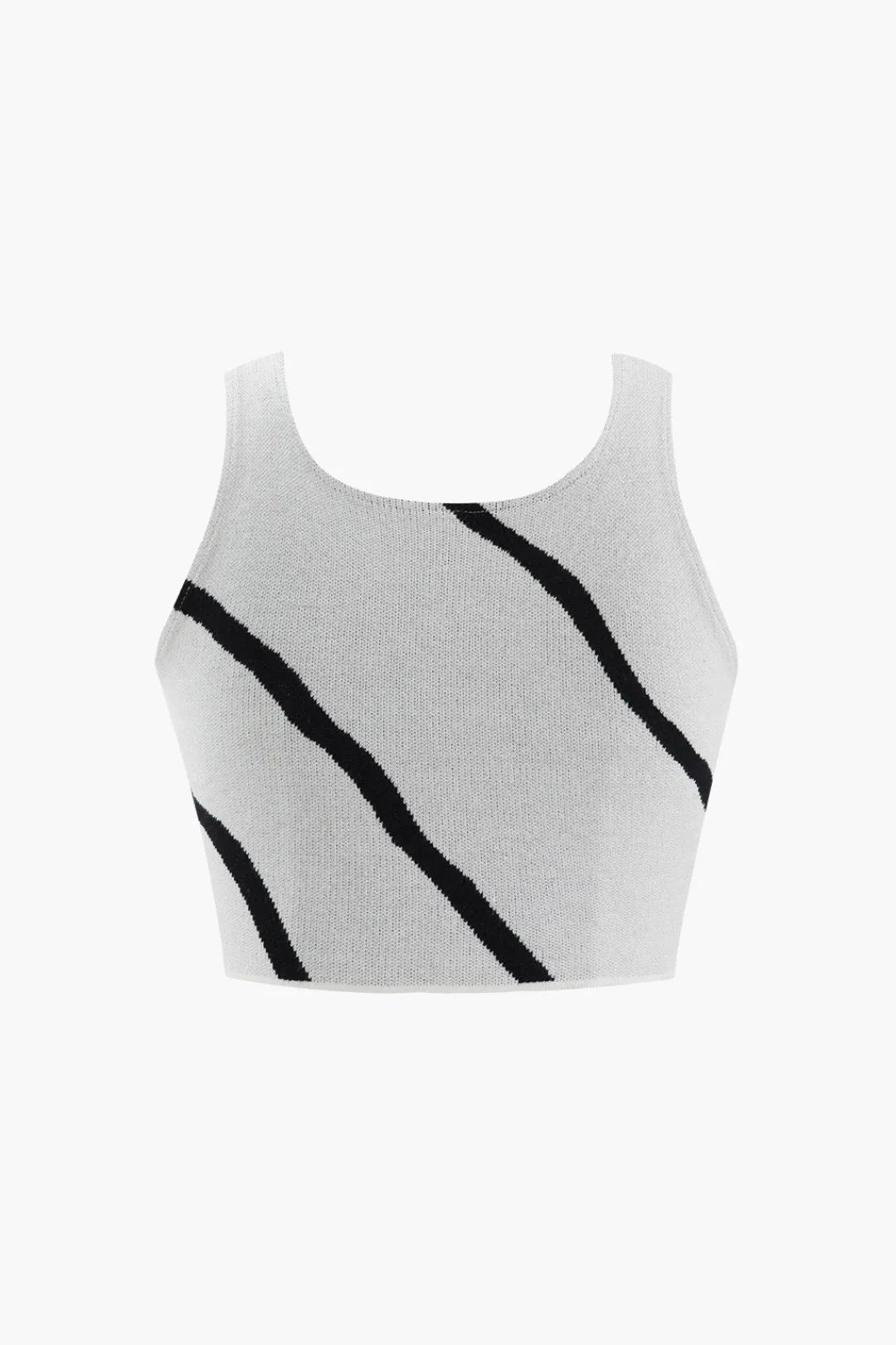 MICAS Skirt Sets-Swirl Stripe Knit Tank Top And Midi Skirt Set BEIGE