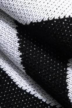 MICAS Knit Sets-Tai Chi Print Contrast Crop Knit Top And Mini Skirt Set BLACK