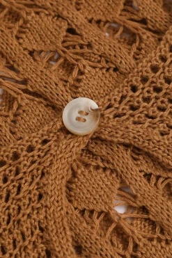 MICAS Knitwear|Swimwear-Tassel Hem Crochet Knit Cover Up Dress BROWN