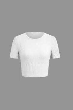 MICAS Skirt Sets|Vacation Sets-Textured Crop Top And Drawstring Ruched Skirt Set