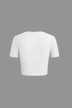 MICAS Skirt Sets|Vacation Sets-Textured Crop Top And Drawstring Ruched Skirt Set