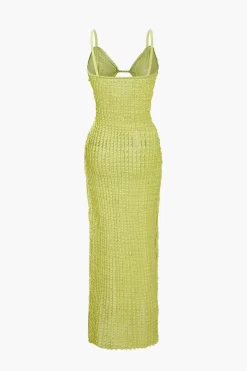 MICAS Maxi Dresses-Textured Cut Out Slit Cami Maxi Dress