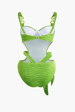 MICAS Swimwear-Textured Cut-Out Knot Tummy Control One-Piece Swimsuit