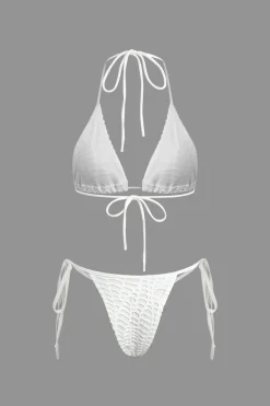 MICAS Swimwear|Vacation Sets-Textured Halter Neck Bikini And Open Knit Cover Up Set