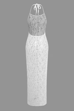 MICAS Swimwear|Vacation Sets-Textured Halter Neck Bikini And Open Knit Cover Up Set