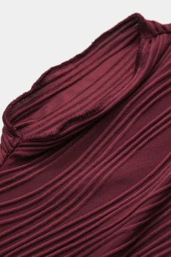 MICAS Long Sleeve Dresses|Mini Dresses-Textured Mock Neck Long Sleeve Mini Dress BURGUNDY