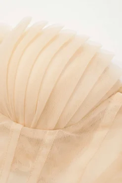 MICAS Tube Tops|Corset & Bustier Tops-Tie Back Sheer Mesh Corset Strapless Top LIGHT PINK