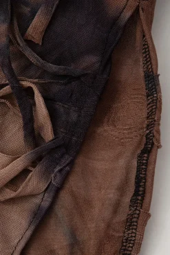 MICAS Maxi Dresses-Tie Dye Distressed Mesh Slit Halter Maxi Dress