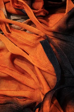 MICAS Maxi Dresses-Tie Dye Distressed Mesh Slit Halter Maxi Dress