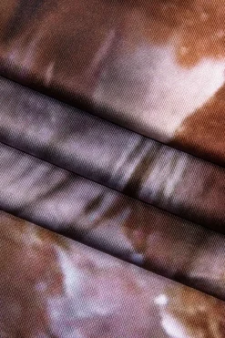 MICAS Long Sleeve Dresses|Midi Dresses-Tie Dye Long Sleeve Off Shoulder Midi Dress BROWN