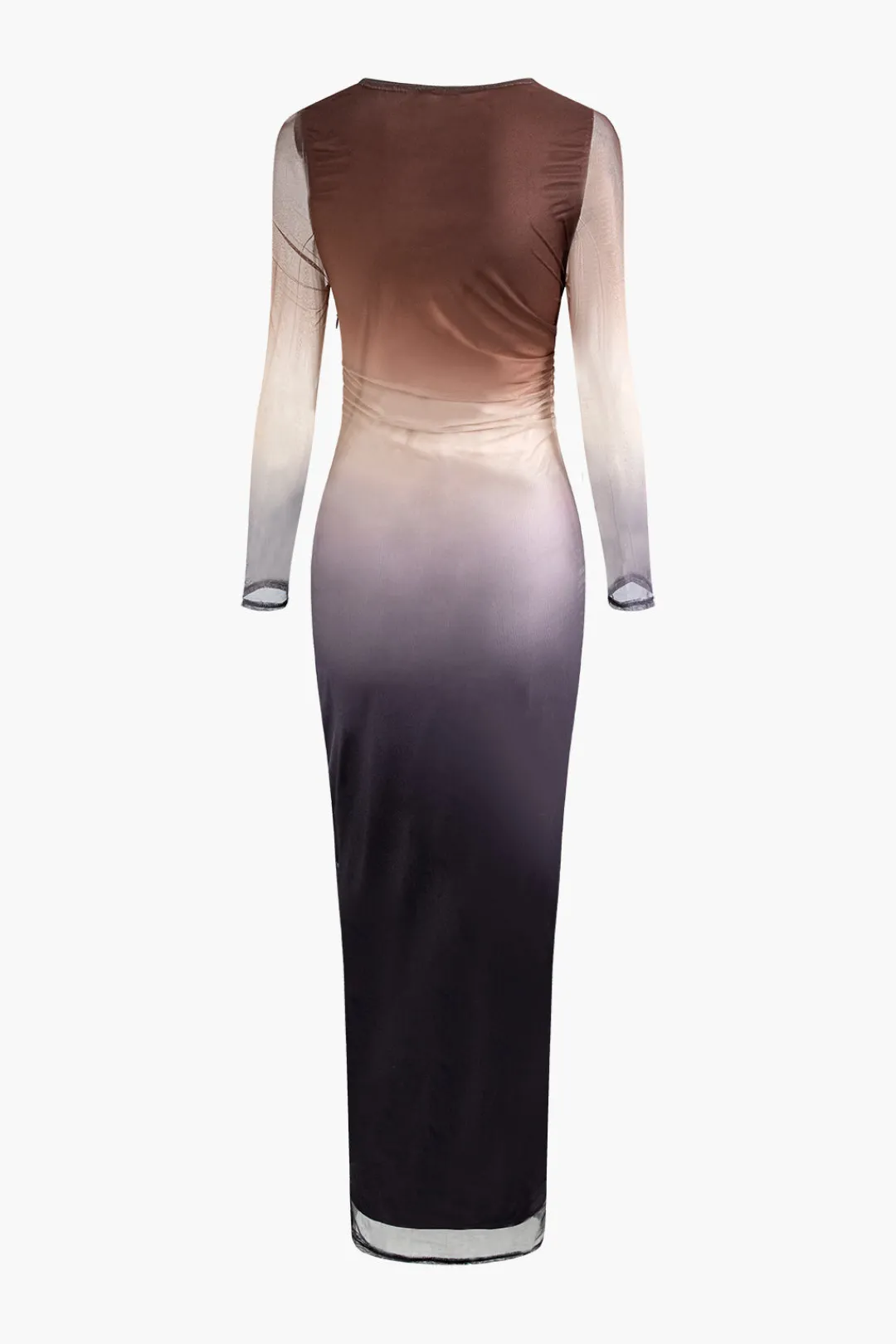 MICAS Long Sleeve Dresses|Maxi Dresses-Tie Dye Ruched Mesh Long Sleeve Maxi Dress MULTICOLOR