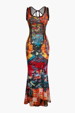 MICAS Maxi Dresses-Tie Dye Tank Maxi Dress MULTICOLOR