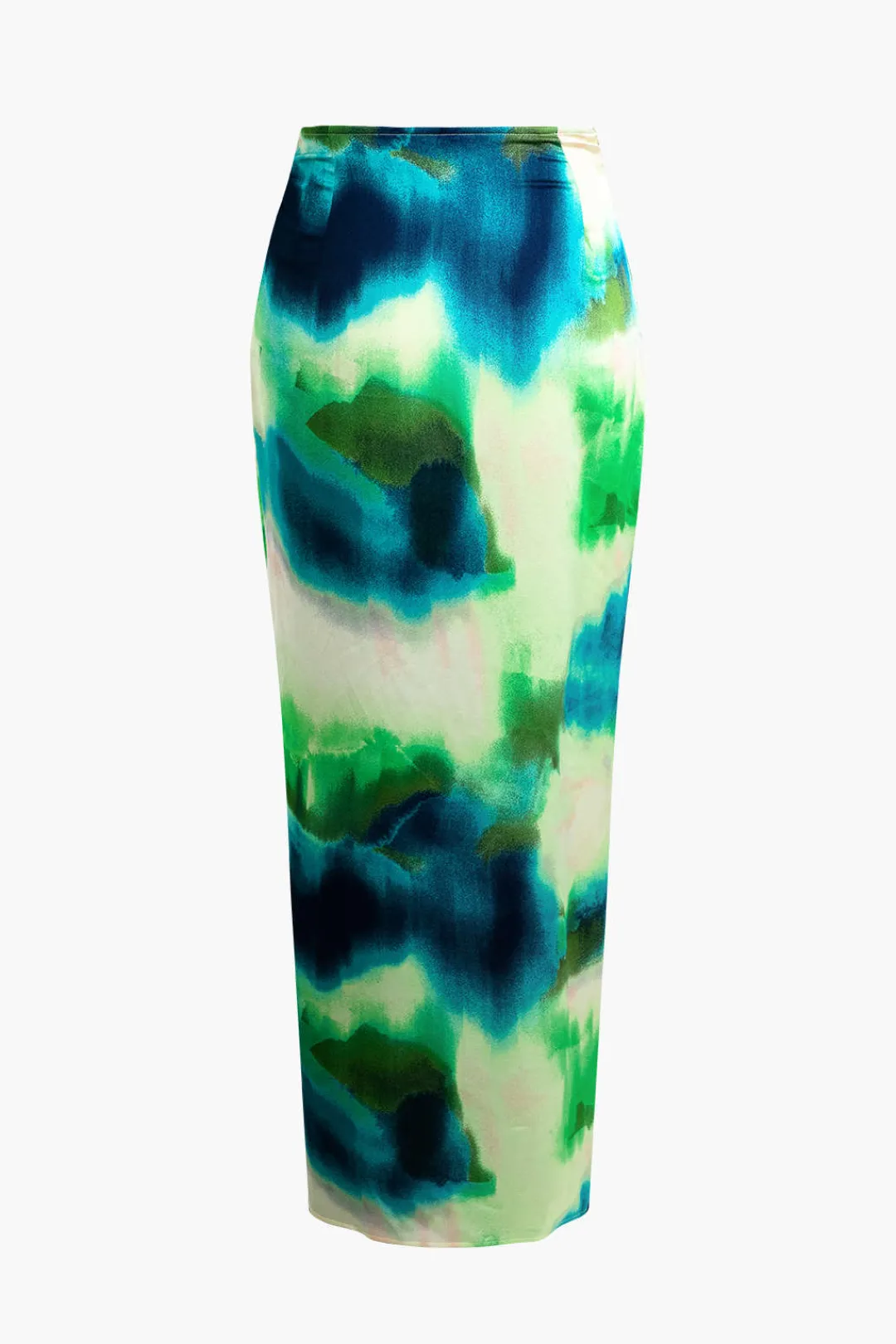 MICAS Skirts-Tie Dye Twist Split Midi Skirt Contrast Color