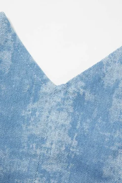 MICAS Tube Tops-Tie Dye V-neck Denim Strapless Top BABY BLUE