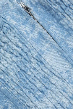 MICAS Tube Tops-Tie Dye V-neck Denim Strapless Top BABY BLUE