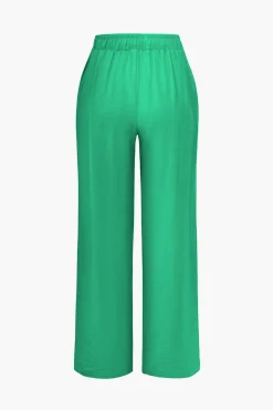 MICAS Pant Sets|Vacation Sets-Tie Front Shirt And Wide Leg Pants Set