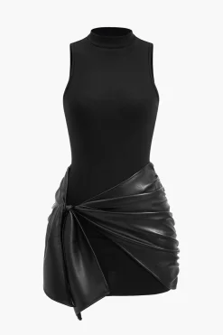 MICAS Mini Dresses-Tie Front Sleeveless Mini Dress