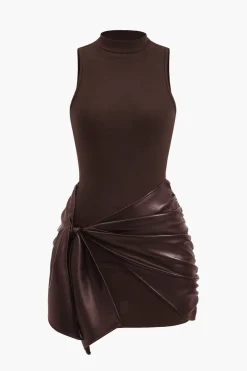 MICAS Mini Dresses-Tie Front Sleeveless Mini Dress