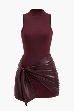 MICAS Mini Dresses-Tie Front Sleeveless Mini Dress