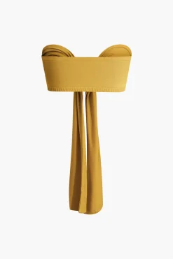 MICAS Pant Sets|Vacation Sets-Tie Knot Front Ruched Tube Top And Pleated Wide Leg Pants