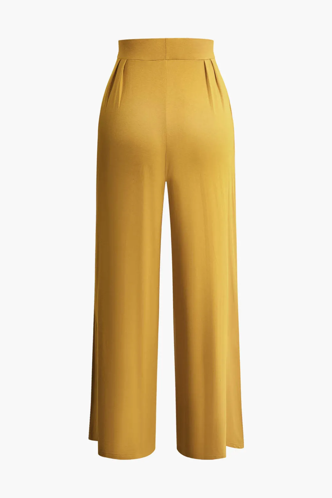 MICAS Pant Sets|Vacation Sets-Tie Knot Front Ruched Tube Top And Pleated Wide Leg Pants