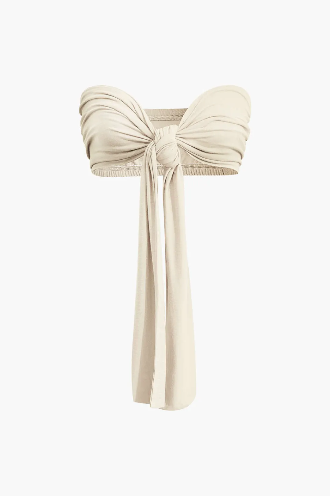 MICAS Pant Sets|Vacation Sets-Tie Knot Front Ruched Tube Top And Pleated Wide Leg Pants