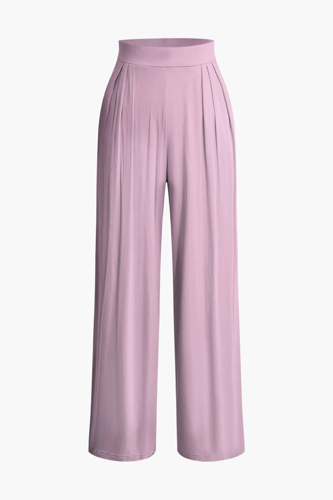 MICAS Pant Sets|Vacation Sets-Tie Knot Front Ruched Tube Top And Pleated Wide Leg Pants