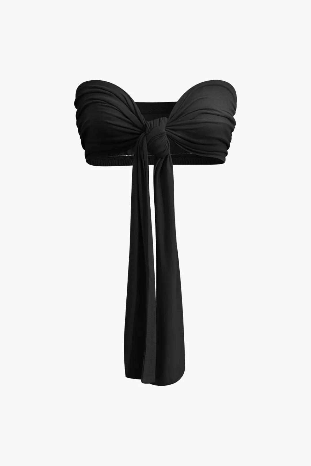 MICAS Pant Sets|Vacation Sets-Tie Knot Front Ruched Tube Top And Pleated Wide Leg Pants