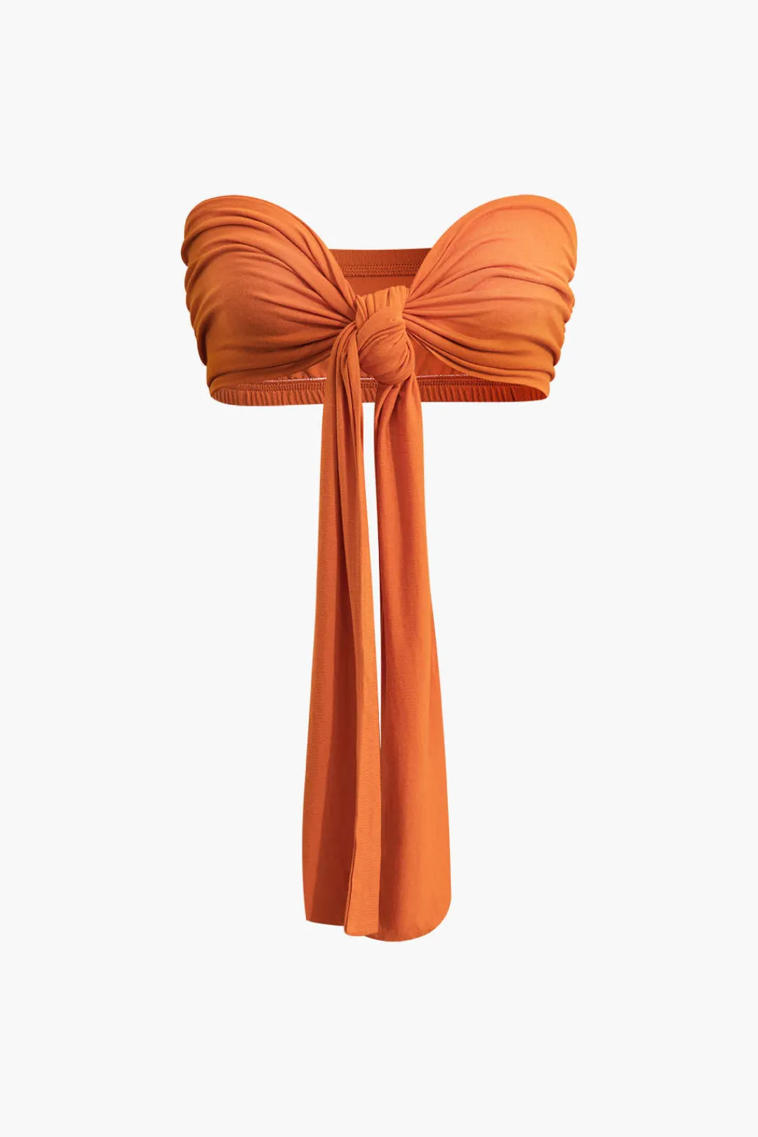 MICAS Pant Sets|Vacation Sets-Tie Knot Front Ruched Tube Top And Pleated Wide Leg Pants