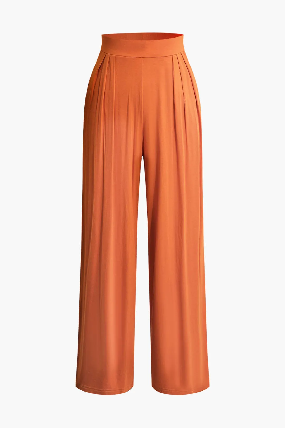 MICAS Pant Sets|Vacation Sets-Tie Knot Front Ruched Tube Top And Pleated Wide Leg Pants